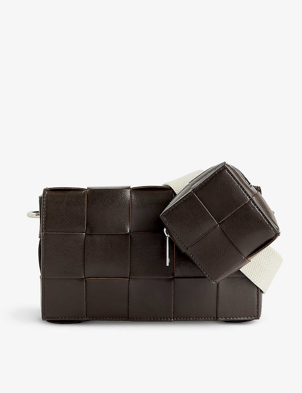 Bottega Veneta Intrecciato-weave Leather Cross-body Bag In Fondant/natural-silv