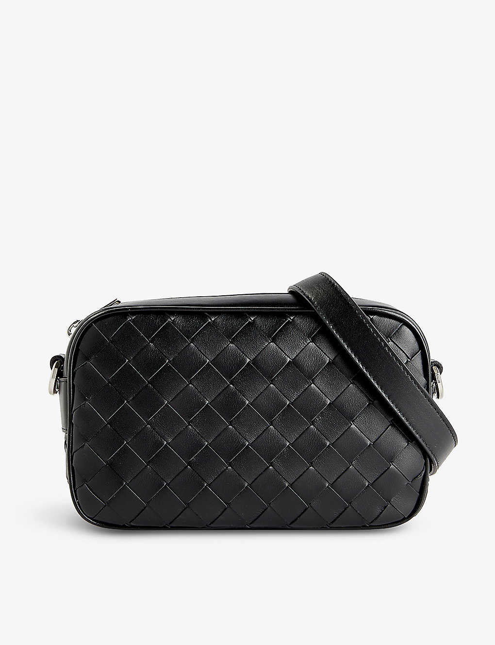 Bottega Veneta Black-silver Avenue Leather Cross-body Bag