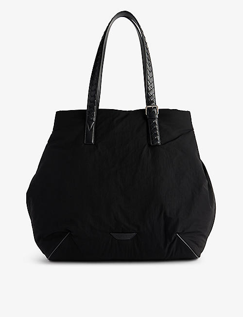 BOTTEGA VENETA: Logo-patch faux-leather tote bag
