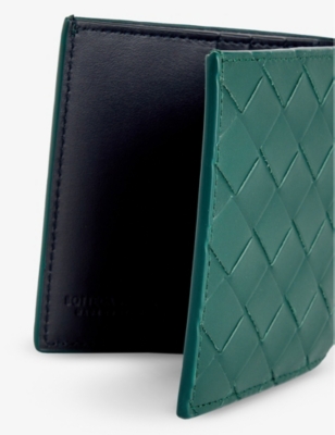 Shop Bottega Veneta Emerald Gr/space-s Intrecciato Leather Bifold Wallet