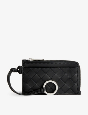 Bottega Veneta Black-silver Intrecciato Zipped Leather Coin Purse