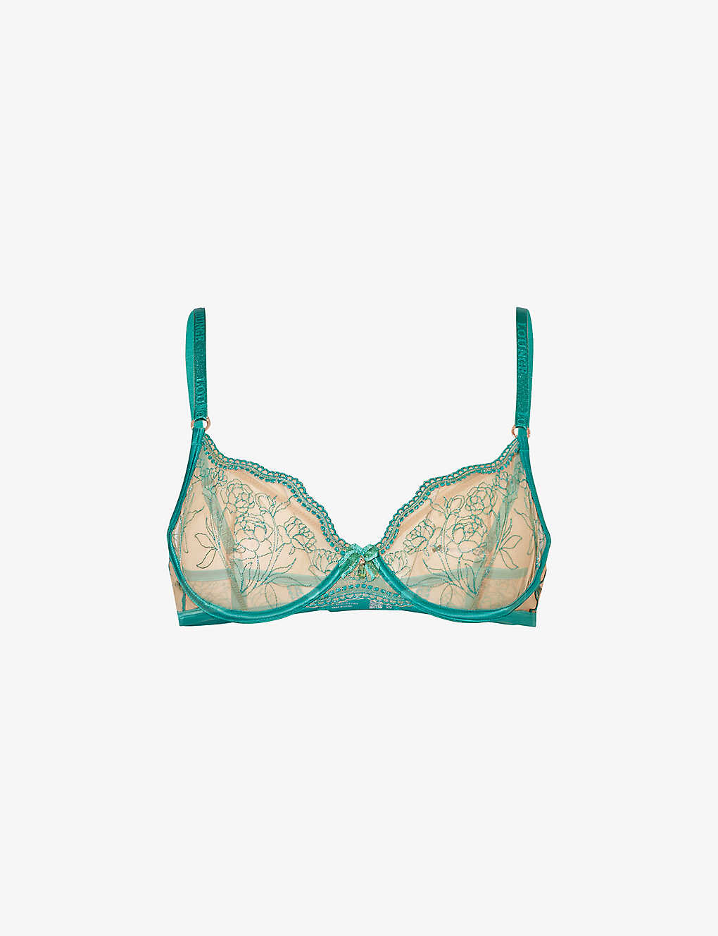 Lounge Underwear Womens Green Celine Floral-embroidered Stretch-lace Bra