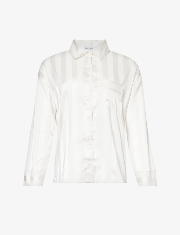 Striped relaxed-fit stretch-recycled polyester pyjama shirt