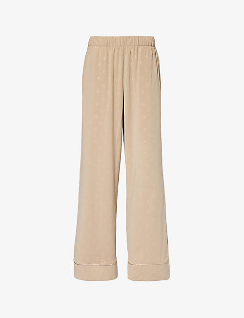 LOUNGE UNDERWEAR: Luxury wide-leg mid-rise stretch-recycled polyester pyjama trousers