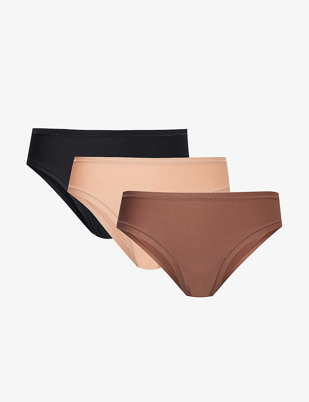 Lounge Underwear High-rise Pack Of Three Stretch-recycled Polyamide Briefs In Black/chesnut/honey
