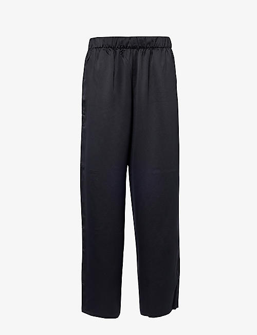 LOUNGE UNDERWEAR: Brand-patch relaxed-fit stretch-recycled polyester pyjama trousers