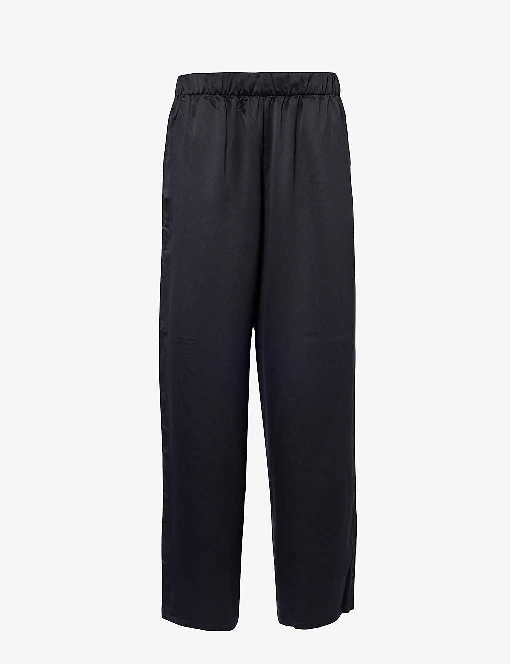 Lounge Underwear Brand-patch Relaxed-fit Stretch-recycled Polyester Pyjama Trousers In Black