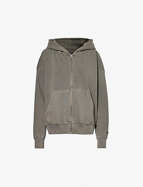 LOUNGE UNDERWEAR: Zip-up relaxed-fit cotton-jersey hoody