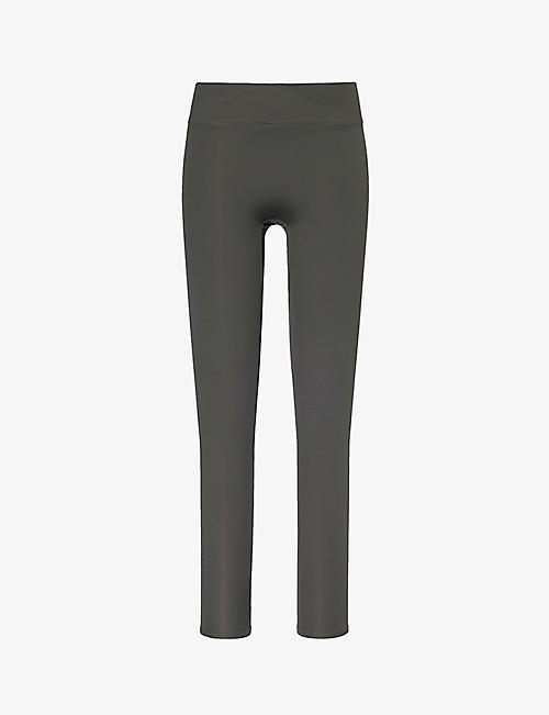 LOUNGE UNDERWEAR: Slim-fit branded-print stretch-woven leggings