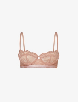 Lounge Underwear Womens Dusty Rose Blossom Stretch-lace Balconette Bra