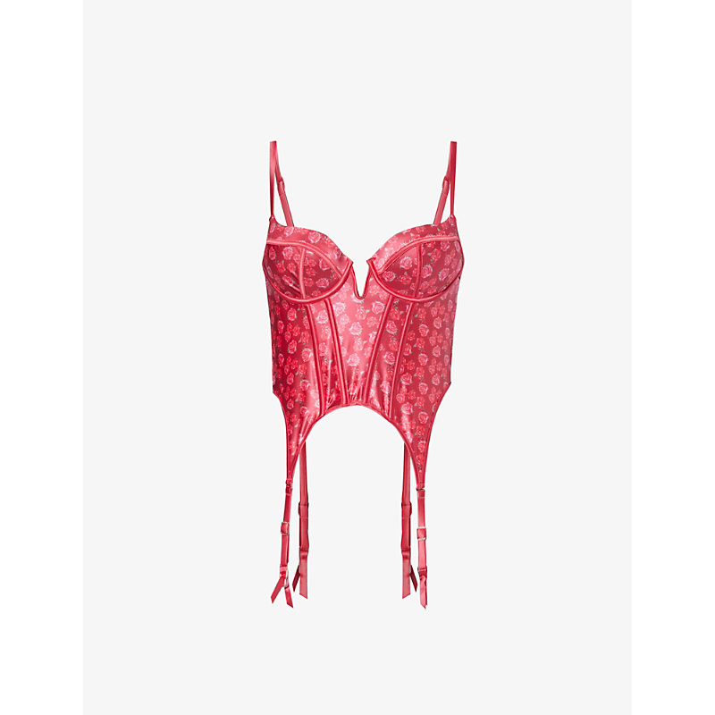 Lounge Underwear Kaia Floral-print Stretch-woven Bra In Maroon/print