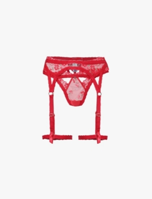 LOUNGE UNDERWEAR: Cecily high-rise mesh two-piece set
