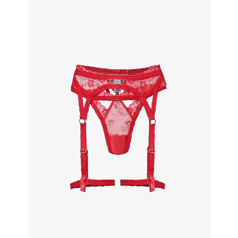 Lounge Underwear Womens Maroon Cecily High-rise Mesh Two-piece Set