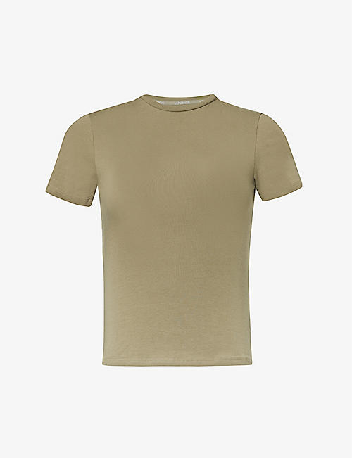 LOUNGE UNDERWEAR: Essential brand-embroidered stretch-cotton T-shirt