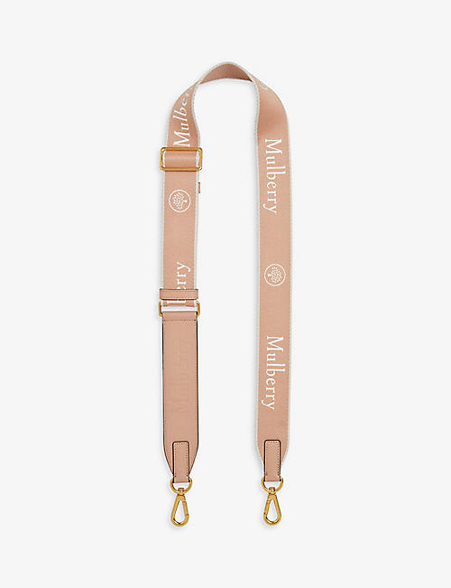 MULBERRY: Logo-embroidered canvas bag strap