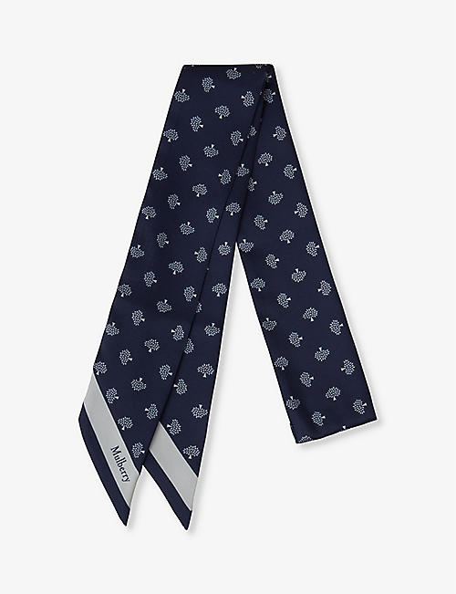 MULBERRY: Mulberry Tree logo-print recycled-polyester scarf