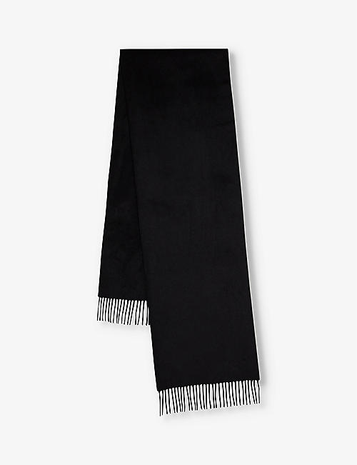 MULBERRY: Branded fringed wool scarf
