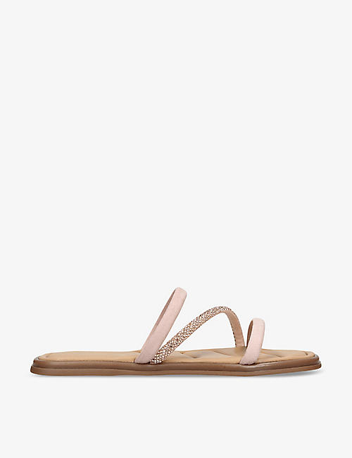 KG KURT GEIGER: Rosalie crystal-embellished front-strap suede sandals