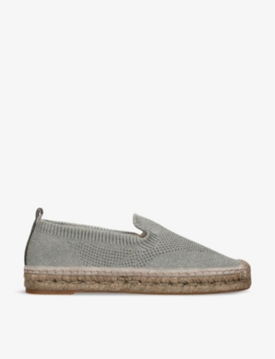 Shop Brunello Cucinelli Women's Khaki Woven Suede Espadrilles