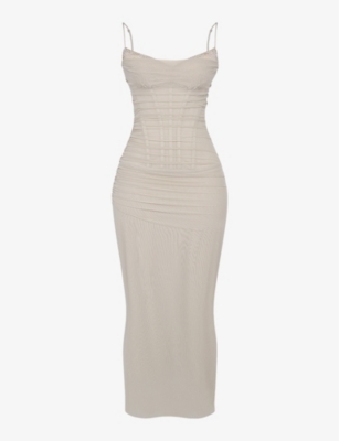 HOUSE OF CB: Nalini corseted stretch-woven maxi dress