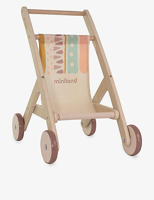 MINILANDS: Logo-print wooded doll stroller 50cm
