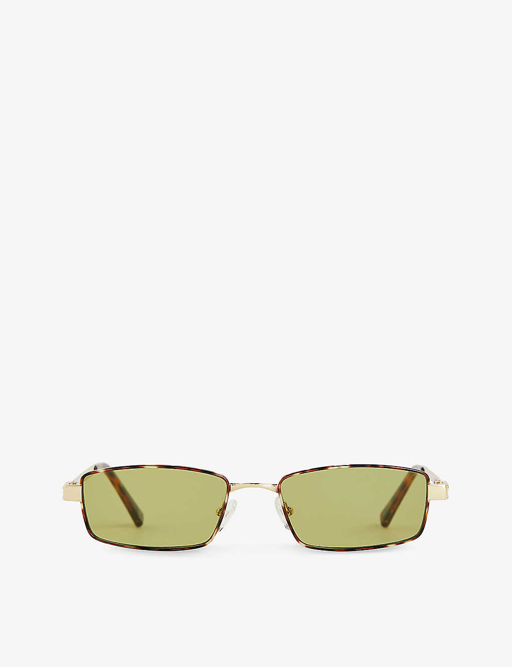 Le Specs Bizarro Rectangle-frame Metal Sunglasses In Bright Gold / Tort
