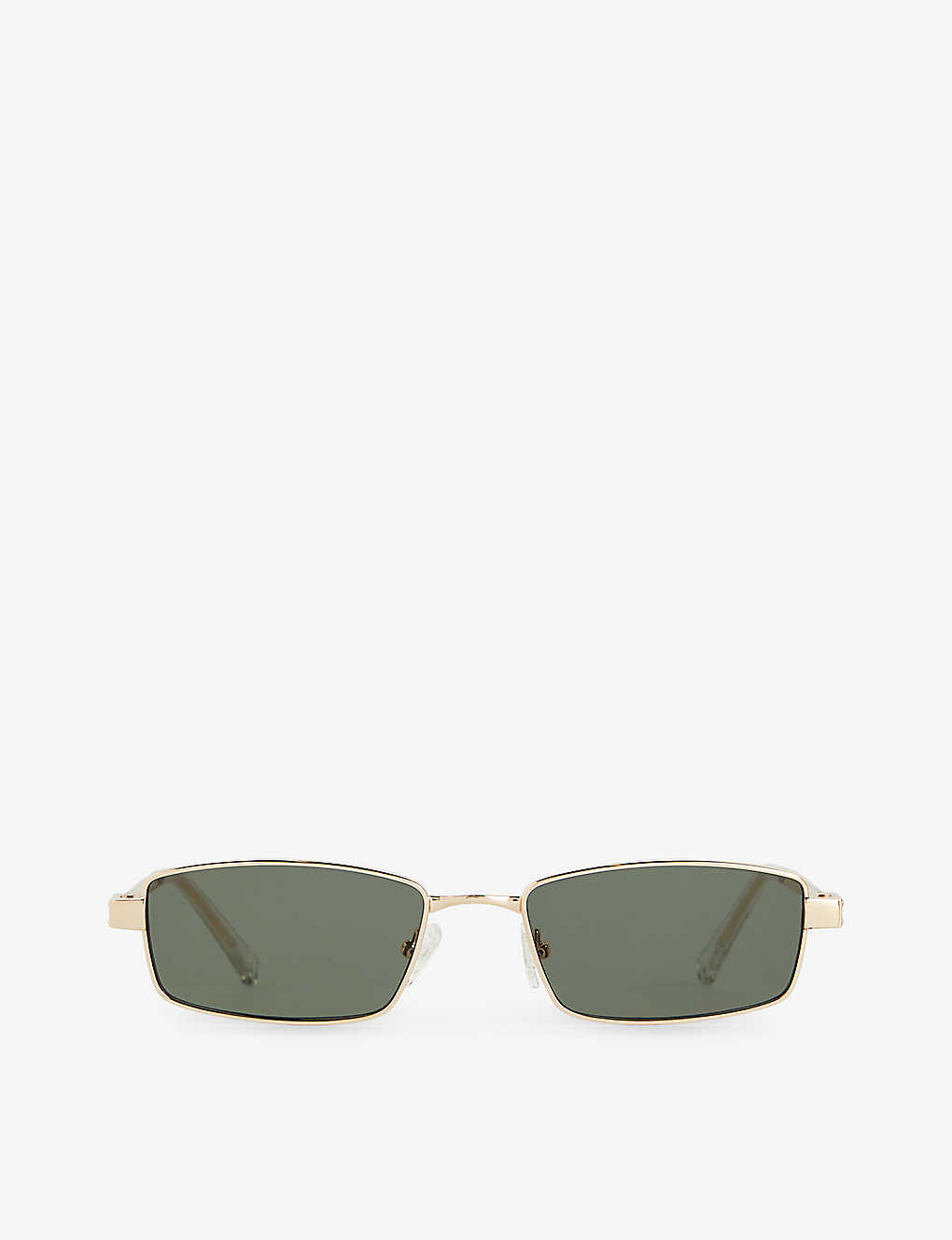 Le Specs Bizarro Rectangle-frame Metal Sunglasses In Bright Gold / Clear