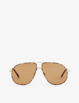 Le Specs Schmaltzy 60mm Aviator Sunglasses in Bright Gold /Vintage Tort