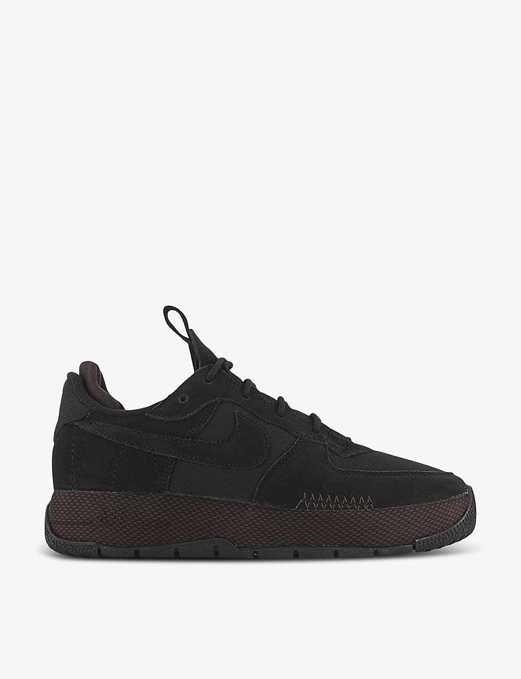 Shop Nike Mens Black Black Velvet Brown Air Force 1 Wild Leather And Mesh Low-top Trainers