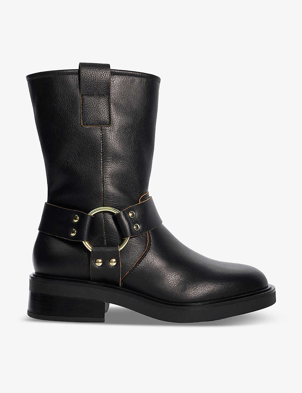 Dune Womens Black-black Leather Pally Leather Biker Boots