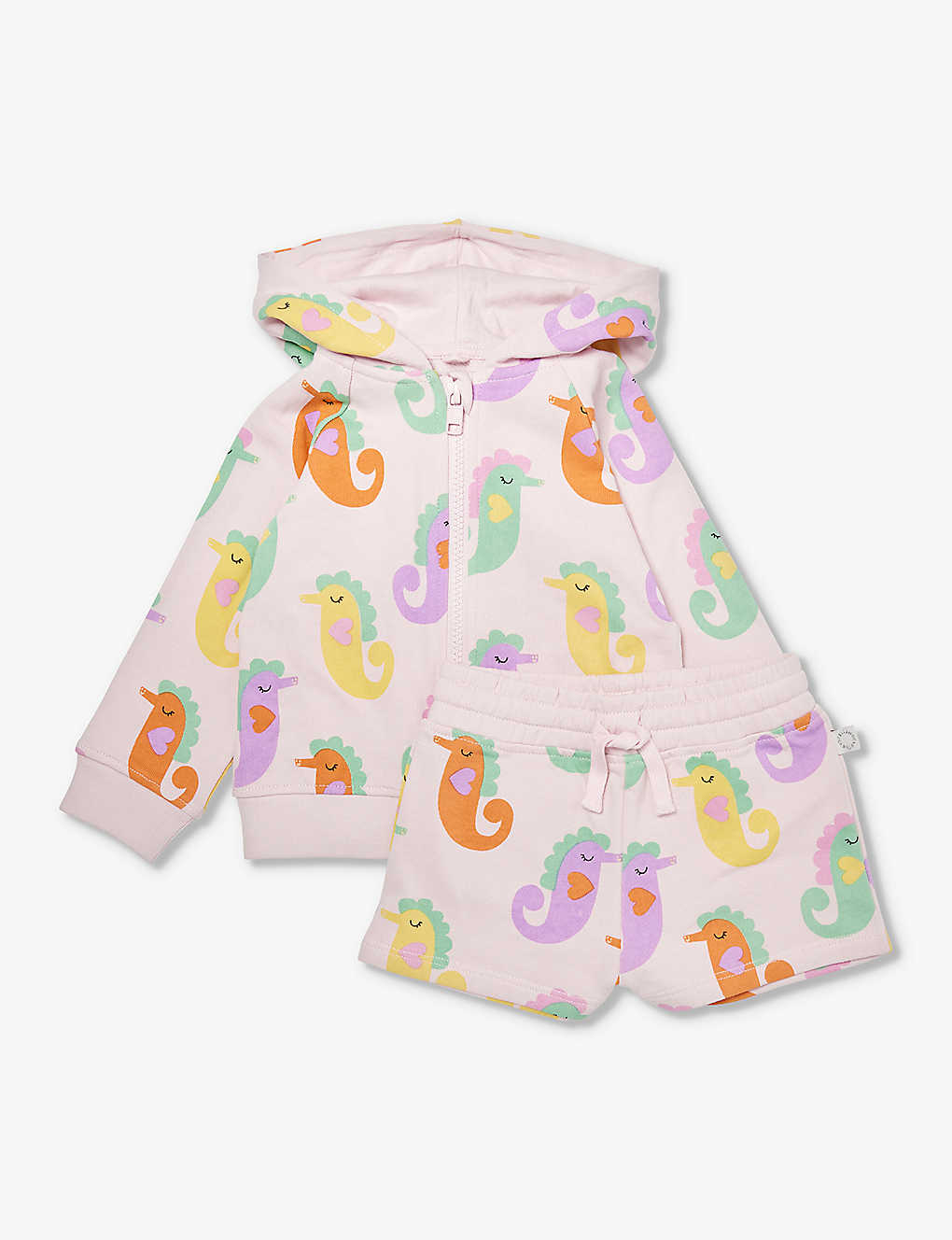 Shop Stella Mccartney Seahorse-print Organic Cotton-jersey Two Piece Set 6-36 Months In Multi-coloured