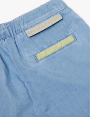 Shop Stella Mccartney Blue Mid-rise Straight-leg Cotton Shorts 9-36 Months