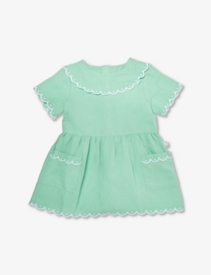 STELLA MCCARTNEY: Scalloped-trim linen and cotton-blend dress 12-36 months