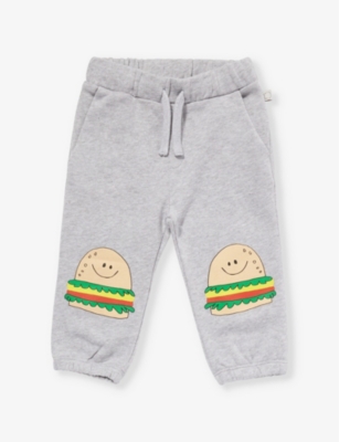 Shop Stella Mccartney Grigio Medio Mel. Sandwich-print Organic Cotton-jersey Jogging Bottoms 6-36 Months