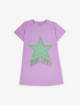 Stella Mccartney Kids Teen Girls Purple Cotton Star Dress In Purple
