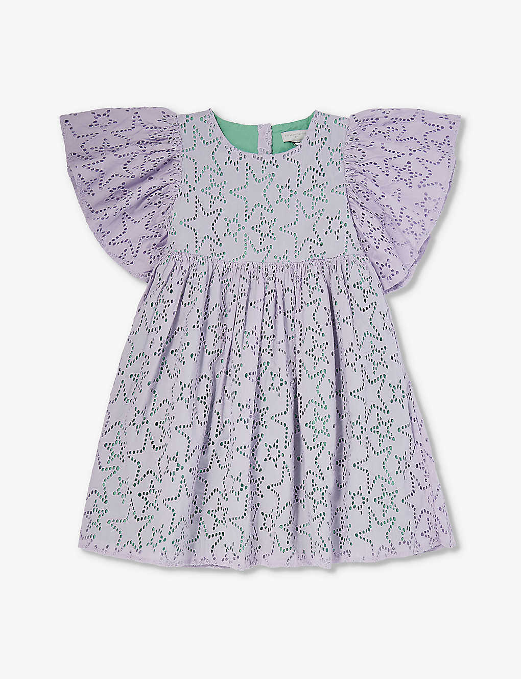 Shop Stella Mccartney Girls Lilla/embroidery Kids Star-pattern Cotton-poplin Dress 4-12 Years