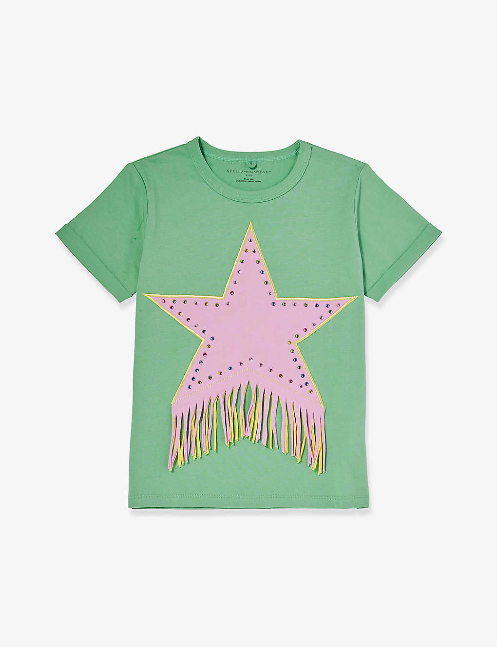 Stella Mccartney Girls Verde Acqua Kids Tassel-embellished Cotton-jersey T-shirt 8 Years In Green