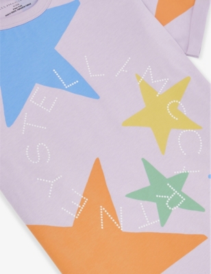 Shop Stella Mccartney Girls Lilla/multicolor Kids Star-print Short-sleeve Organic Cotton-jersey T-shirt 4
