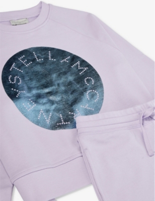 Shop Stella Mccartney Girls Lilac Kids Logo-print Cotton-jersey Tracksuit 8 Years