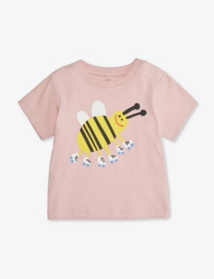 Stella Mccartney Pink T-shirt For Baby Girl With Bee In Wisteria