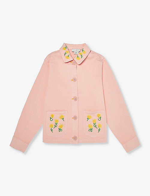 STELLA MCCARTNEY: Sunflower-embroidered patch-pocket stretch organic-cotton jacket 8-12 years