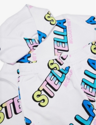 Shop Stella Mccartney Girls White/colourful Kids Logo Text-print Cotton-jersey Tracksuit 4-12 Years