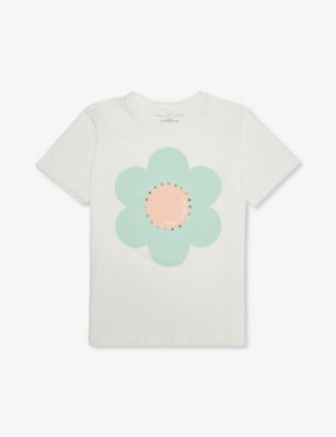 STELLA MCCARTNEY: Flower-print and embellished cotton-jersey T-shirt 4-14 years