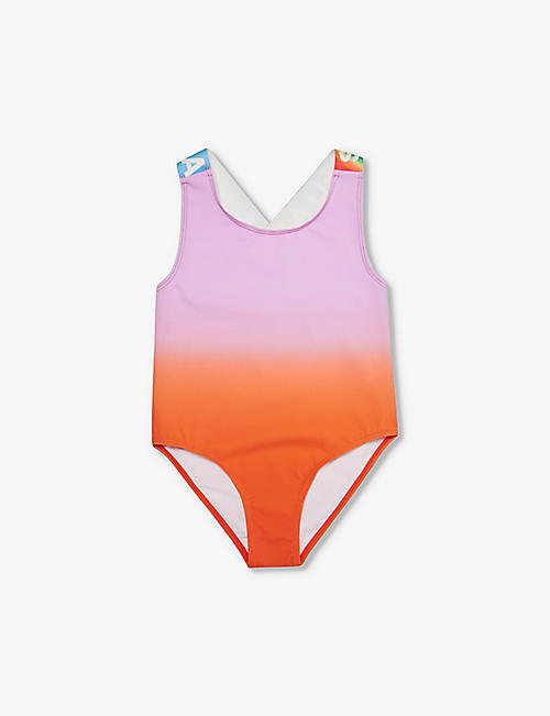 STELLA MCCARTNEY: Tie-dye print logo-strap swimsuit 4-12 years