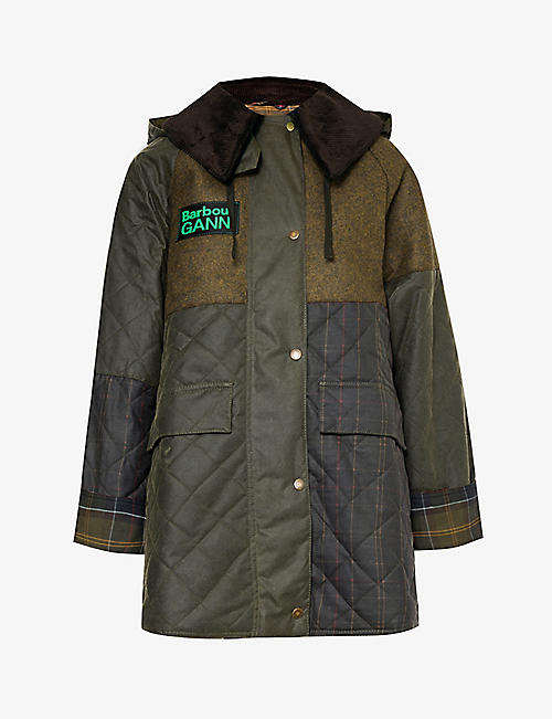 BARBOUR: Barbour x GANNI Burghley quilted waxed organic-cotton jacket
