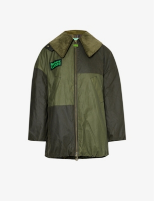 BARBOUR BARBOUR WOMEN'S ARCHIVE OLIVE GOLDEN X GANNI RELAXED-FIT WAXED ORGANIC-COTTON JACKET