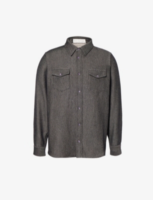 God's True Cashmere Gods True Cashmere Men's Amethyst Unisex Flap-pocket Regular-fit Cashmere Denim-blend Shirt In Amethyst