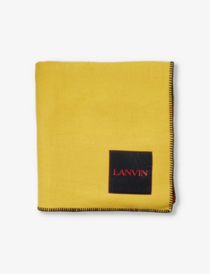 Shop Lanvin Eagle Abstract-pattern Wool And Silk-blend Blanket In Black Corn