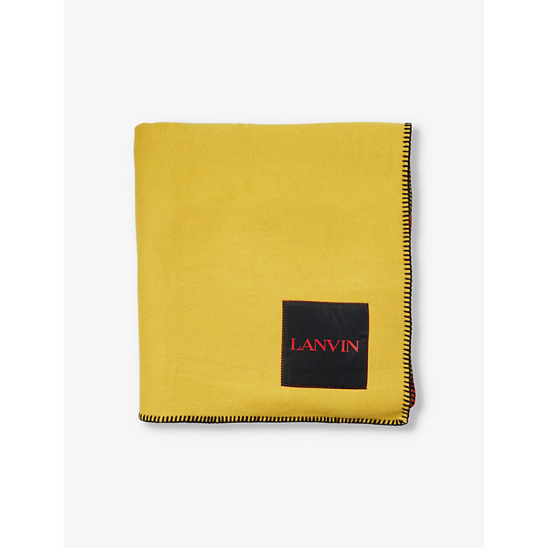 Shop Lanvin Eagle Abstract-pattern Wool And Silk-blend Blanket In Black Corn