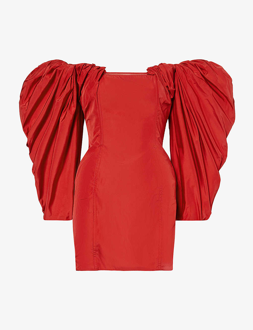 Jacquemus Womens Red Exaggerated-sleeve Taffeta Mini Dress